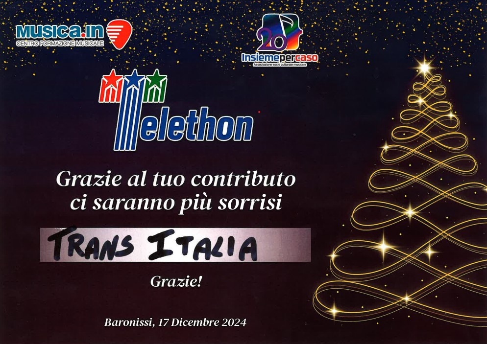 Trans Italia per Telethon: la donazione a favore della ricerca